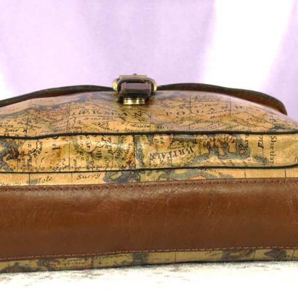 Patricia Nash Old World Map Leather Crossbody Bag with Front Buckle Pocket - Picture 7 of 12